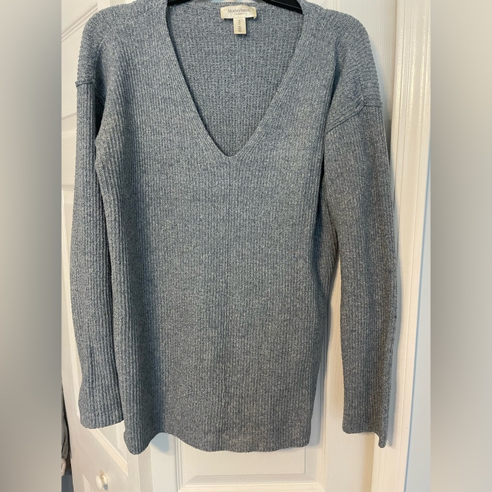 Motherhood Maternity Sweater in Teal Gray